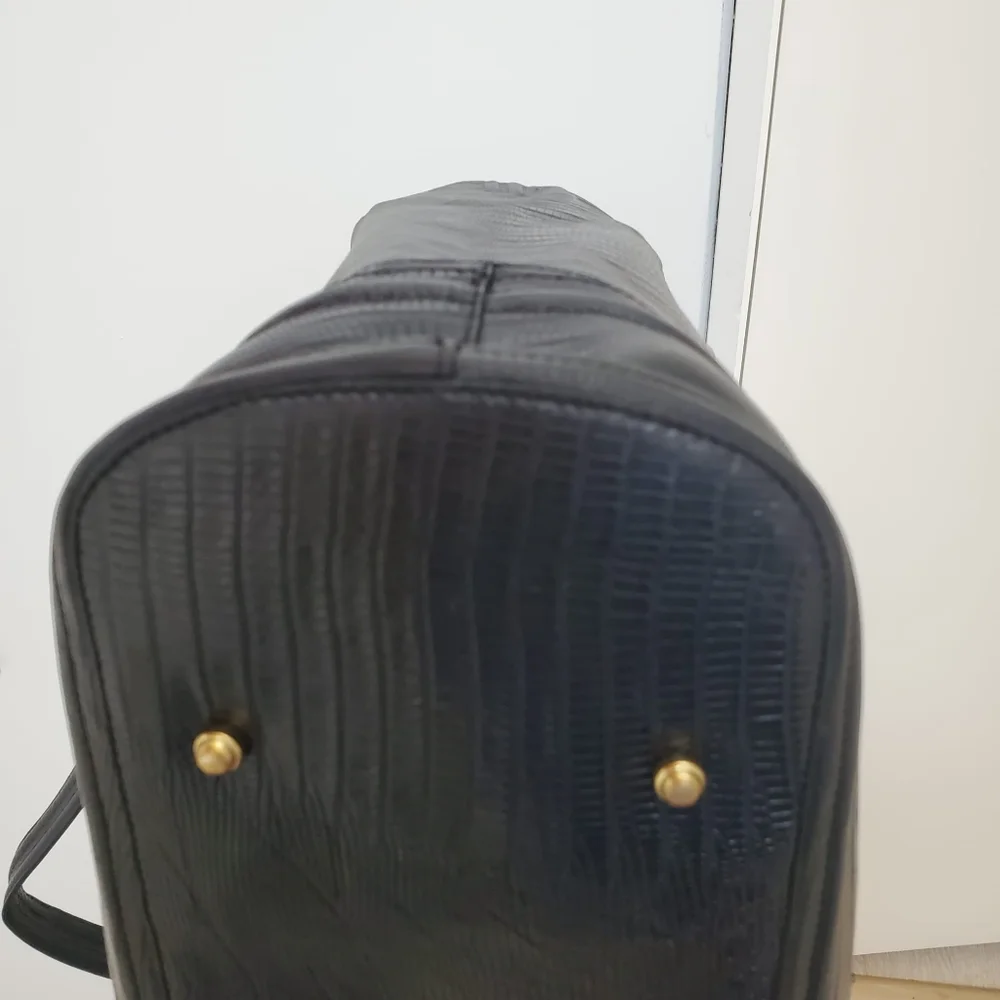 Brahmin Large Black Bucket Leather Tote